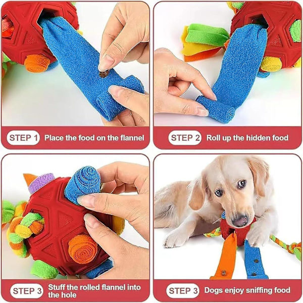 Snuffleboll för hundar, oförstörbar uppgraderad boll interaktiv leksak, snufflematta för foder, valp godis dispenser, slow feeder hund leksaker