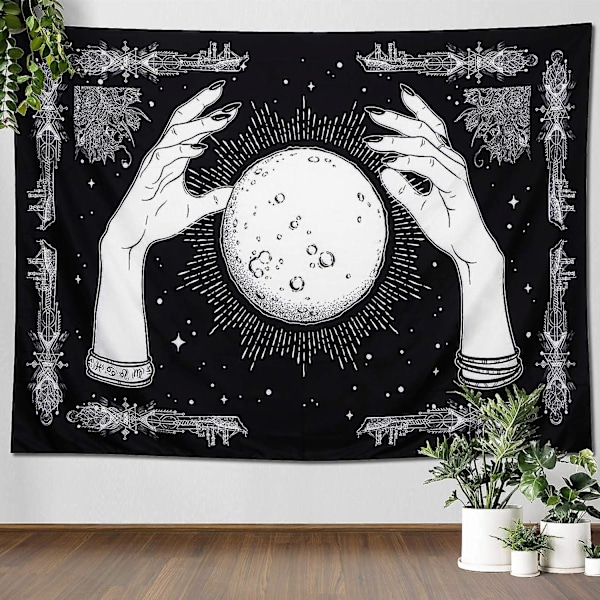 Vægtapeter Hvide og Sorte Hænder, Psykedelisk Trippy Hippie Boho Nyhedstapeter Vægophæng, Kunst Dekoration Printstof til Soveværelse Stue Samling