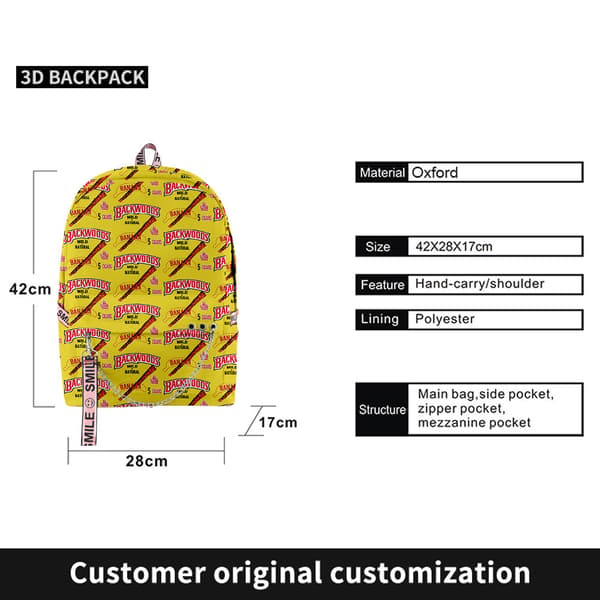 Backwoods Cigar Backpack Oxford Cloth Waterproof Backpack Set Shoulder Bag