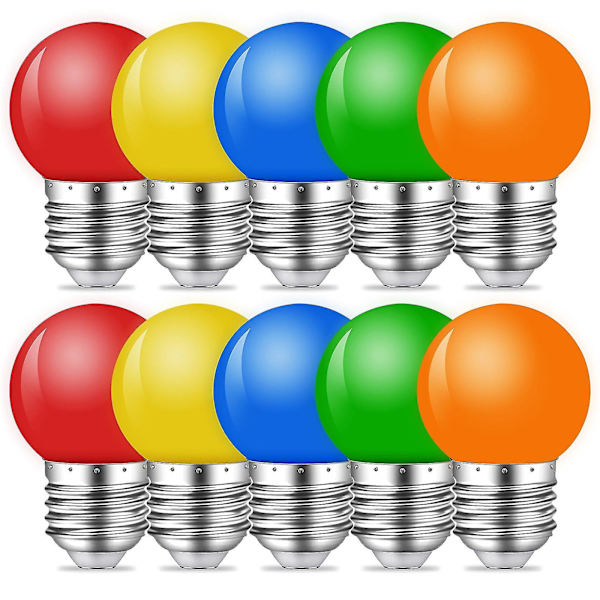 10-pack Färgade LED-lampor, 1W E27 G45 Glödlampor, Färgade LED-Mini-Globlampor, Blandade Färger för Utomhus- och Inomhusbelysning, Jul, Fest{jkw}