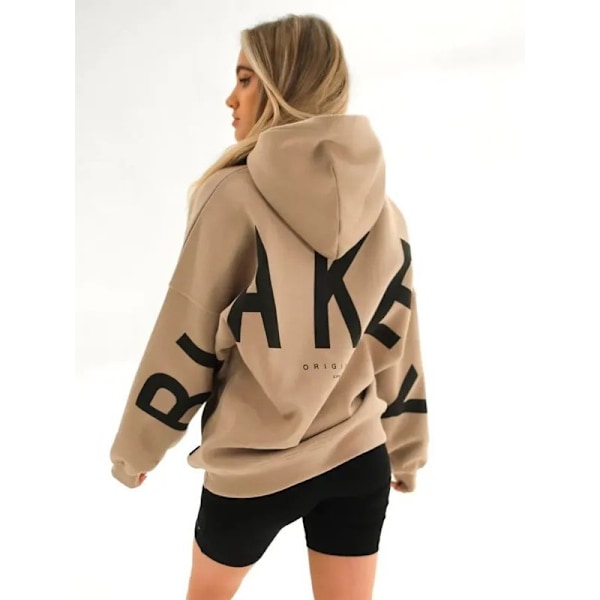 Blakely Hoodie - Dam Hoodie med Lång Ärm, Pullovertröja, Casual Topp Khaki xl