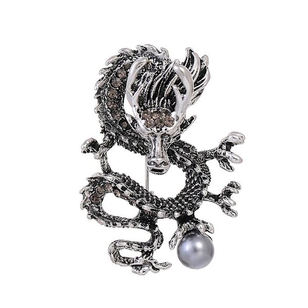 Gotisk drake djur brosch pin, kinesisk zodiak drake slag pin, drake säkerhetsnål för kläder, drake cool monster brosch pin för kvinnor män