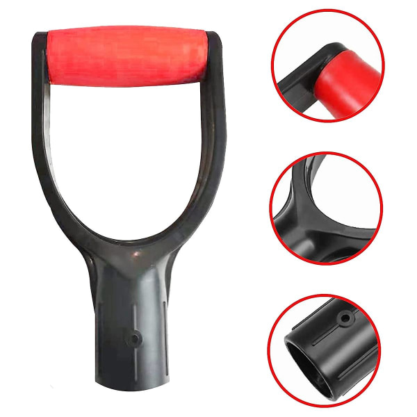 Spadehåndtak i plast med D-grep, 32 mm indre diameter, snøspadehåndtak, snøspade