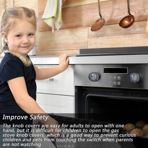 5 delar Gasspisknoppskydd för barnsäkerhet, baby Köksskydd, baby Barnsäkert knopplock, svart spisknopp