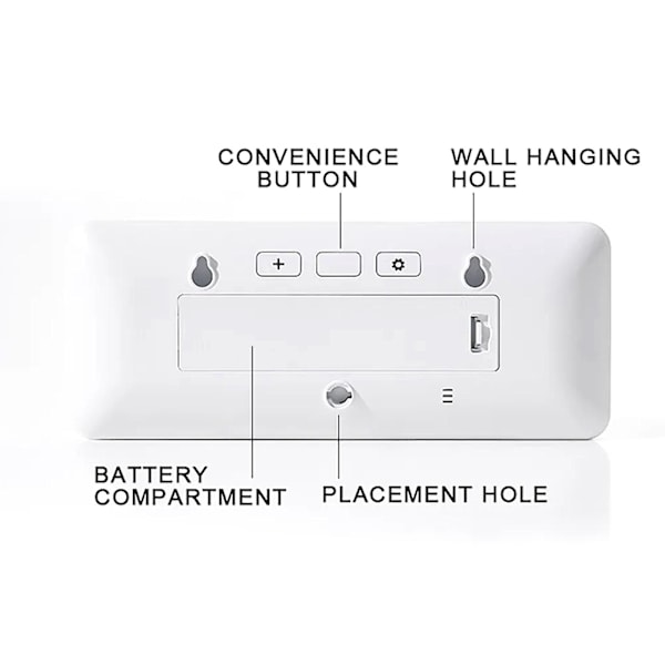 Multifunktionell LED-väggklocka med temperatur- och fuktighetsvisning - Stor LCD-skärm, dubbla strömförsörjningsalternativ