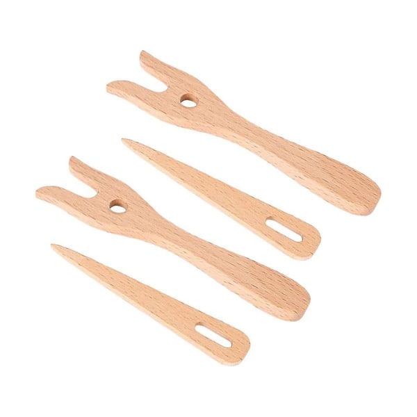 2 sæt træsnor til fremstilling af gaffel strikkegaffel med øjenål Bærbar flettet strikkegaffel til praksis