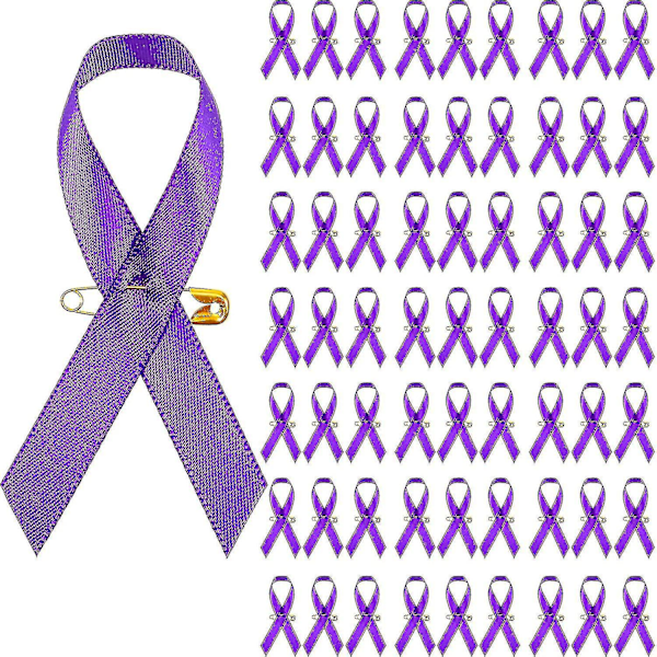 Purple Awareness Ribbon Pins Purple Ribbon Lapel Pins Purple Satin Fabric Ribbons With Safety Pins For Women Girls -200pcs