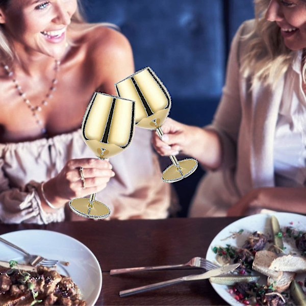 Vinglass i gullfinish, 2 cocktailglass i rustfritt stål