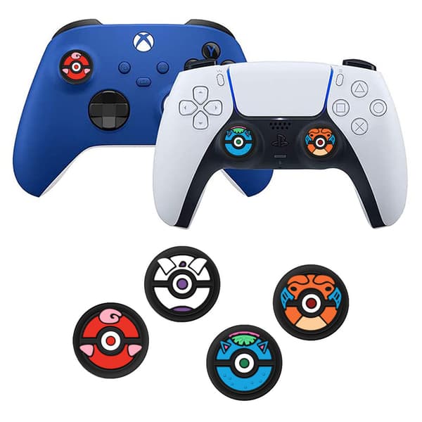 PS5-kontroller joystick-hettebryter pro-kontroller firefarget alfeball-tema joystick-hette