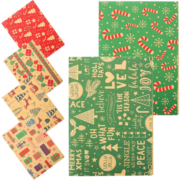 6 Sheets Christmas Wrapping Paper Xmas Christmas Gift Packing Paper Present Wrapping Paper Wrapping Paper For Gift