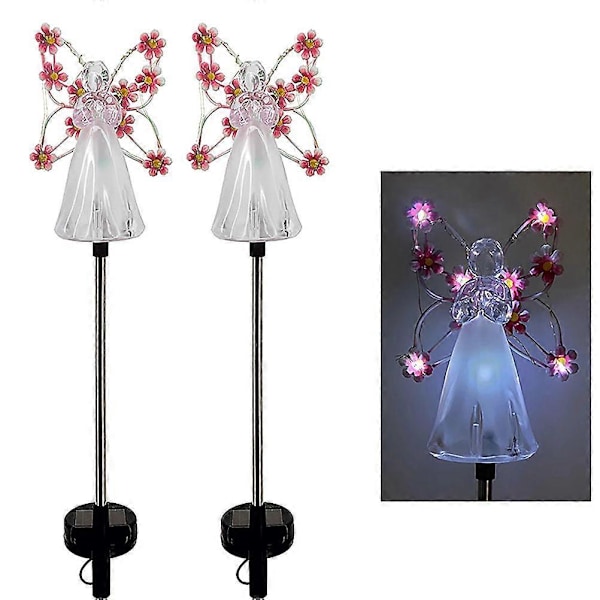 2-pack ängel solcellslampor LED solcellslampor för trädgård utomhus trädgårdsdekoration vattentäta solcellslampor för Halloween jul