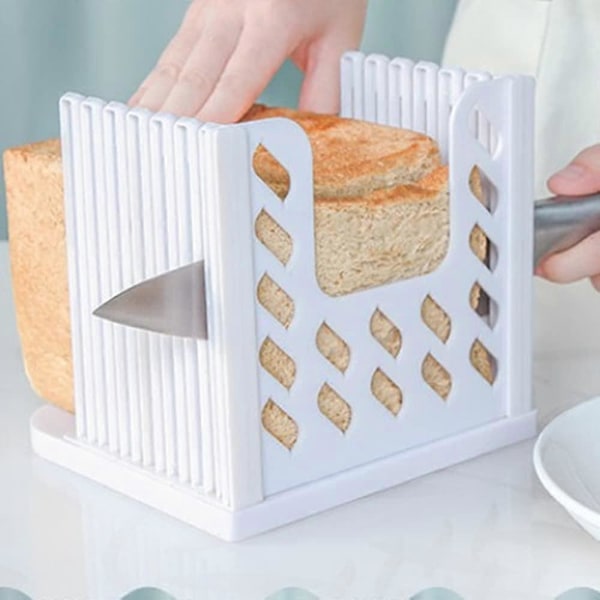 Brødskærer, Brødskærer Justerbar Toastskærer Guide 4 Størrelser Brødskiver Bredde med Krummebakke til Hjemmet