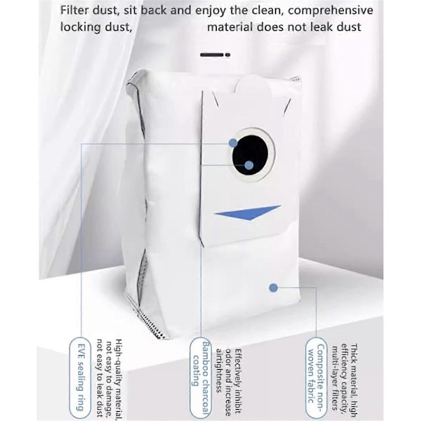 6 stk. støvsugerposer for X5 Pro/ X5 Omni/ X2 Omni/ X2/ X2 Pro/ DEX86 robotstøvsugere, reservedeler
