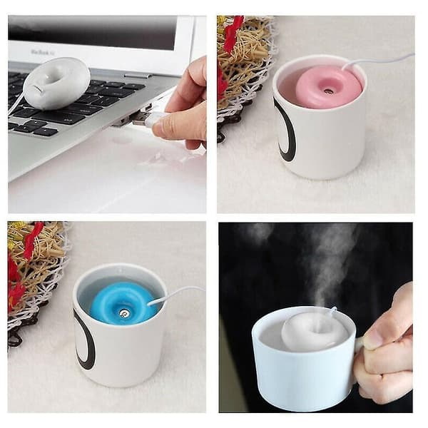 Mini USB Donut Luftfukter Flytende Ultralyd Mist Aroma Diffuser Kontor