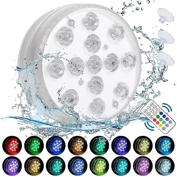 Vandfaste jacuzzi-lys, 13 LED-perler, 16 farver, undervandslys til afslapning