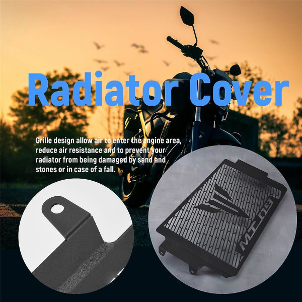 Radiatorbeskyttelse Motor Kjølergrill Deksel Beskyttelse for MT09 MT-09 2021 2022 Svart