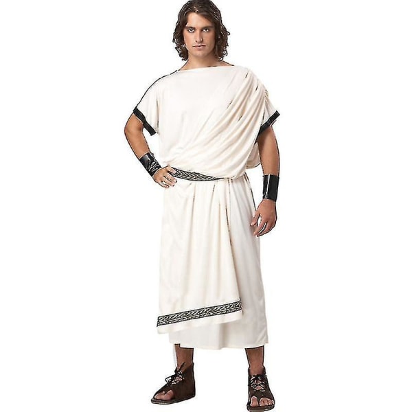 Deluxe klassisk Toga-kostymesett for menn, inkludert tunika, belte, romersk guds sommerfestkjole Deluxe klassisk Toga-kostyme for kvinner
