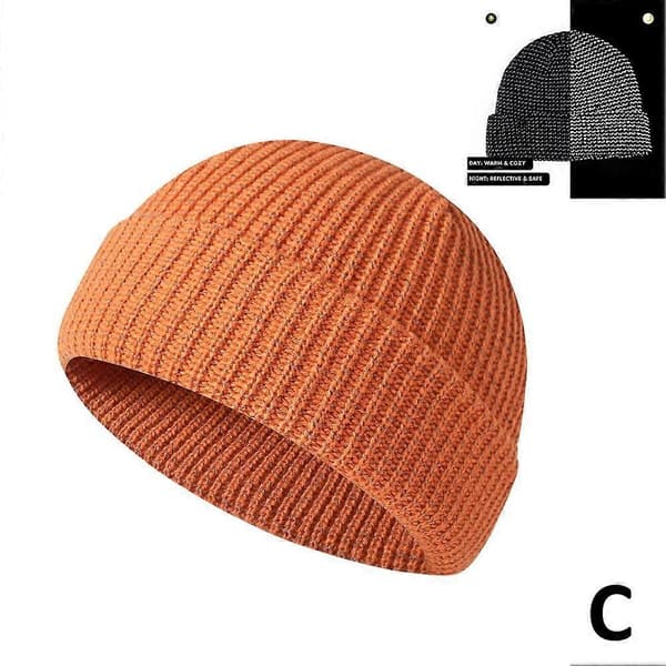 Nattreflekterande stickad mössa i siden Höst/vinter Skullcaps Unisex Termiska mössor Orange