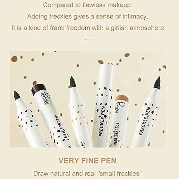 Freckle Pen 2 stk Naturlig naturtro Freckle Makeup Pen Magic Freckle Color Vanntett Langvarig