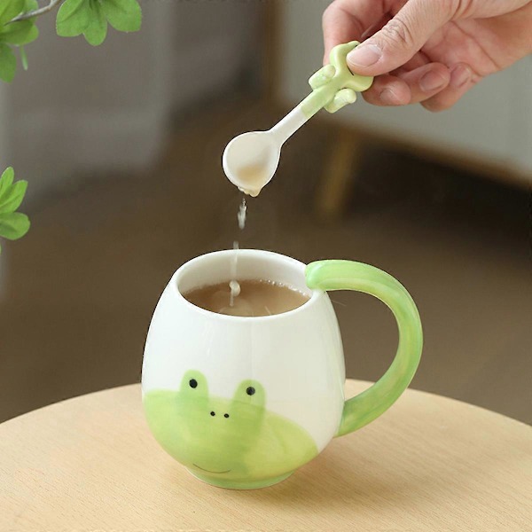 Morsomme froskekopper søte kaffekopper froskekopper keramikk med skjeer og underlag 420ml kaffekopper froskekopper espresso kaffekopper