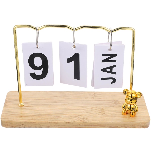 Metal Træbordskalender Evig Vendbar Kalender Vintage Kalender Borddekoration Tilbehør