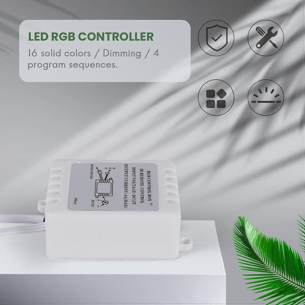 LED RGB Kontroller IR 24 taster hvit 12V
