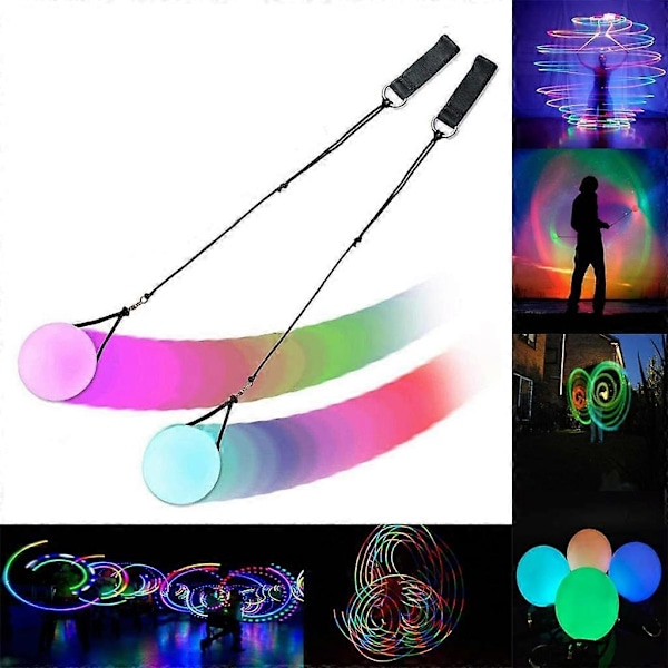 PIAO Noctilucent Poi LED flerfärgade ljuspoi med Firetoys-väska