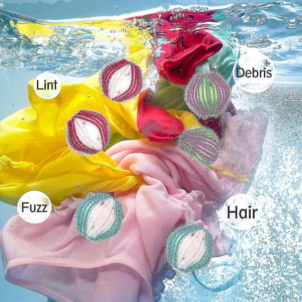Hårborttagningsmedel för husdjur för tvätt, 6 återanvändbara tvättbollar och hårborttagningsbollar (slumpmässig färg