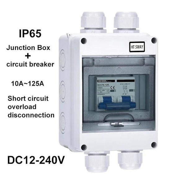 Solbatteri kombinationsboks Junction Holder Afbryder Isolator Switch js