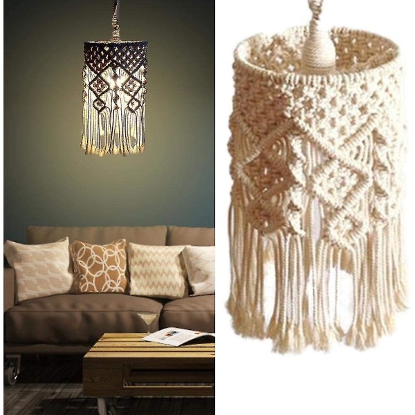 Hand Knitted Lamp Shade, Pendant Lamp Shade, Boho Macrame Lamp Shade Living Room