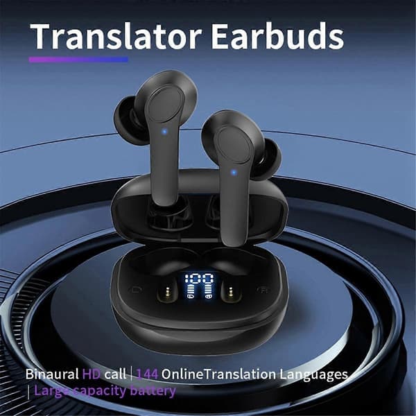 B11 smart voice translation headset Bluetooth trådlös stöder realtidsöversättning på 144 språk Black