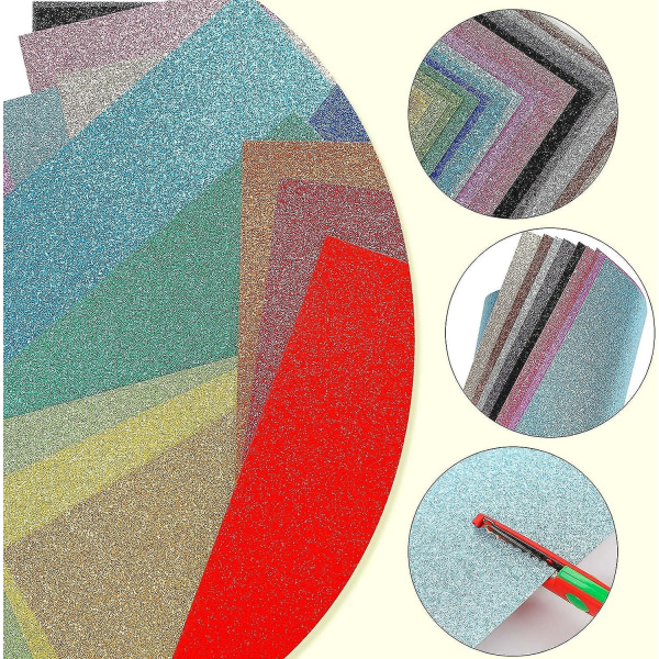 Monivärinen glitterpaperi askarteluun, A4 20 arkkia kimaltelevaa pahvia askarteluun ja luomiseen-3