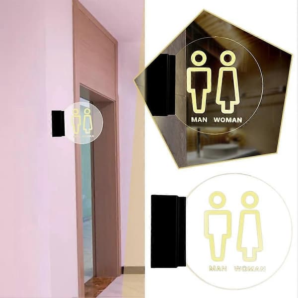 Lysende toiletskilt, akryl herre- og dametoiletindikator E 20x20cm