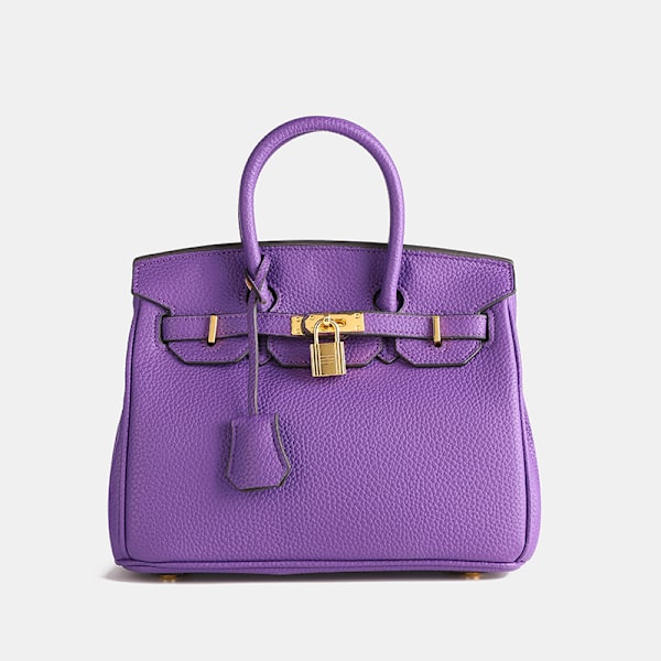 Snygg lychee-mönstrad klassisk platinaväska damväska lyxig stor kapacitet axel crossbody handväska 30cm Violet