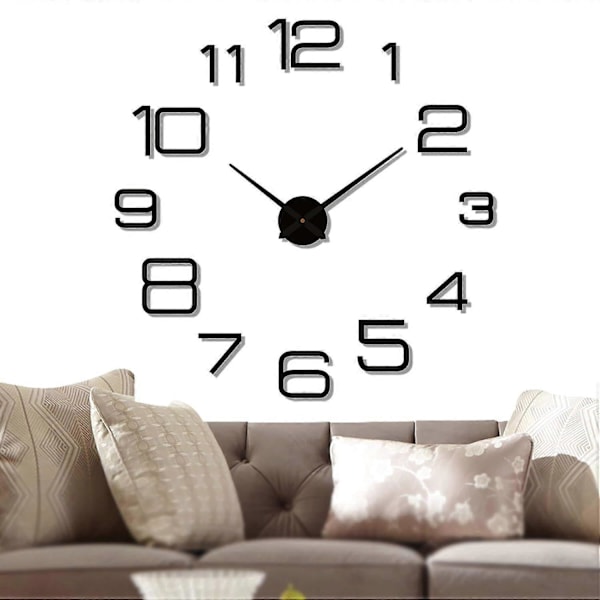 Modern akryl upplyst DIY tyst väggklocka, ramlös 3D-stil, modern design