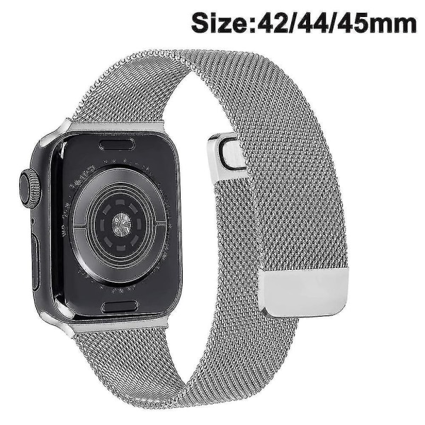 Metallbånd Mesh rustfritt stål magnetisk lukking kompatibel med Apple Watch-rem, sportsklokkerem kompatibel med kvinner Menn kompatibel kompatibel W