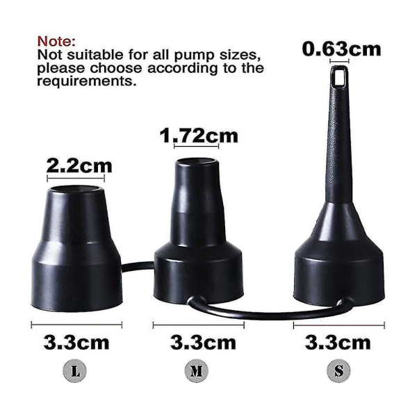 3-pakks sett med dyser til oppblåsbar pumpe, adaptertilbehør for luftpumpe til delvis luftmadrass X