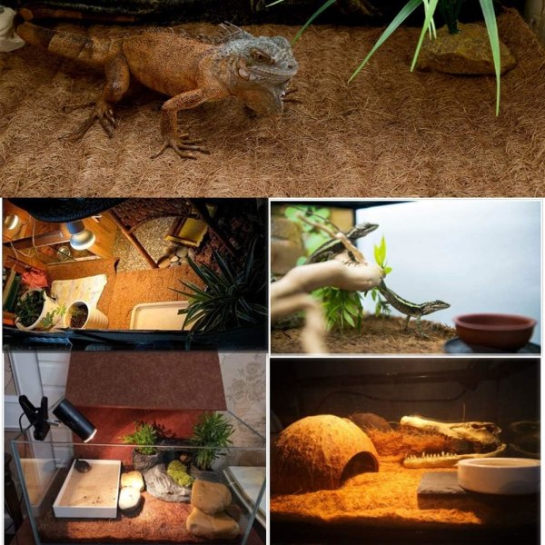 Reptilteppe Naturlig kokosfiber skilpaddematte Pet Terrarium Liner Reptilutstyr Lizard Snake Kameleon Turtle Sengetøy Kanin Kaninmatte (2 Count