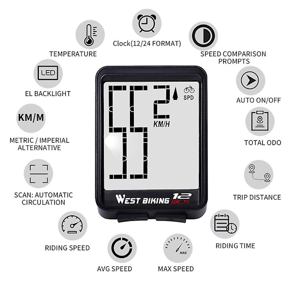 Speedometer Trådløs Cykelcomputer Regnfast Stoppur Cykling Mtb Vej