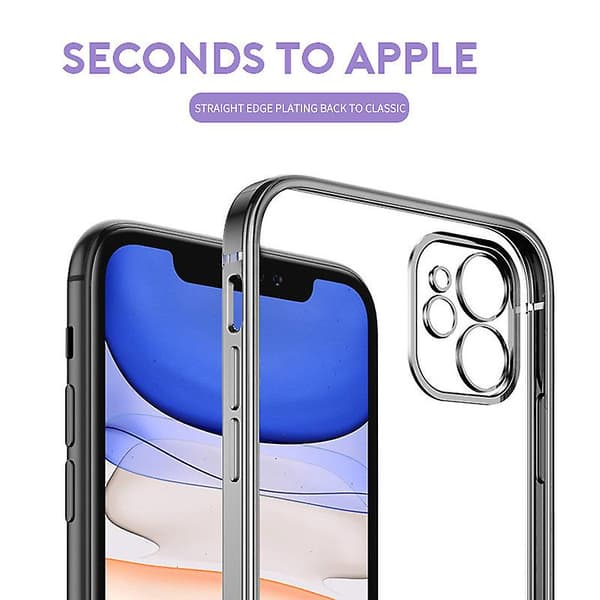 2kpl Luxury Plating Transparent Case For Iphone 12pro Max Square Frame Silicone Clear Back Cover Case