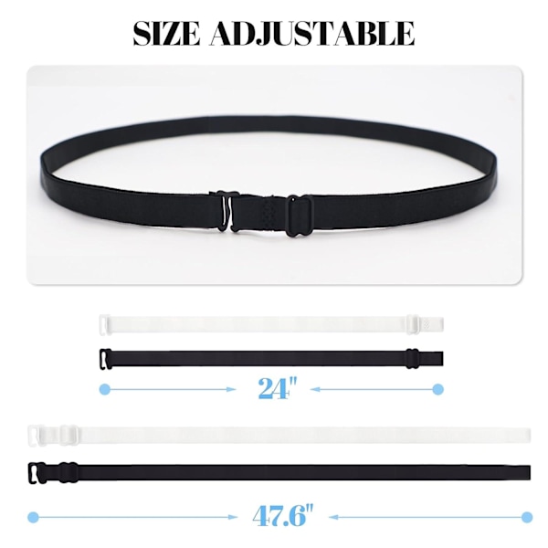 4 st No Show Stretchbälte för kvinnor, No Show Osynligt bälte för män Elastisk midjerem med platt spänne för jeansbyxor