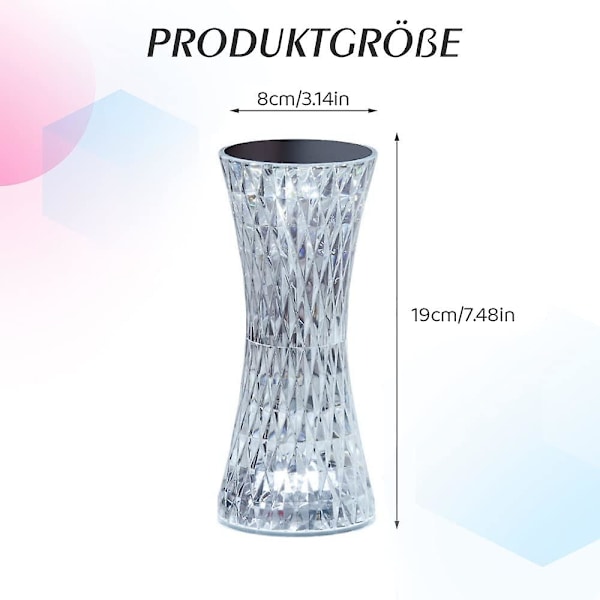 Rose Shadow Krystall Bordlampe Dimbar Berøringsaktivert Oppladbar Krystalllampe med Fjernkontroll Soverom RGB Fargeskiftende Nattelys (B-16 Farger)