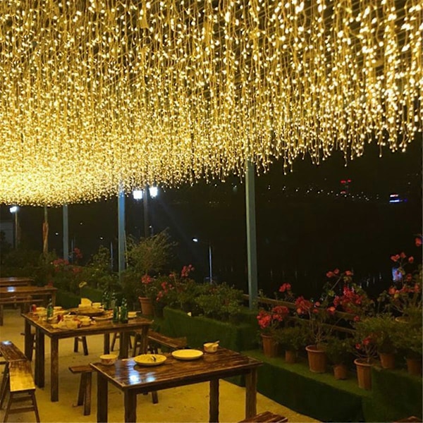 3,5M Festong LED Gardin Lyslenke på Vinduet Eventyrlys Nyttårsgirlander LED Lys Jul med Fjernkontroll, B