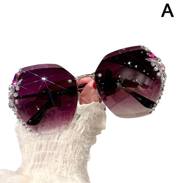 Rammeløse Rhinestone Solbriller Dame Mode Gradient Linse Solbriller Nuancer A