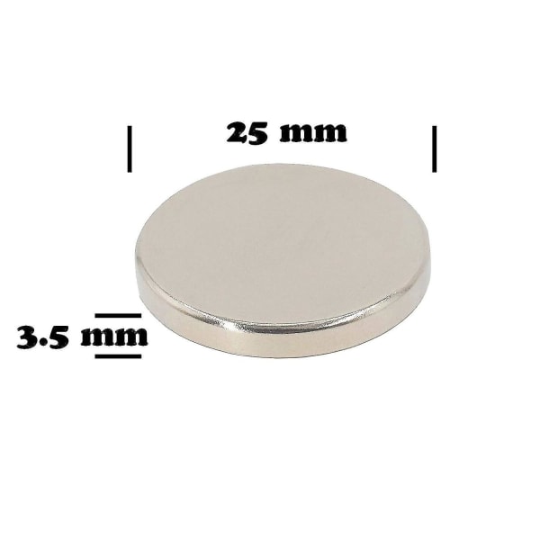 Neodymium skivmagnet 25 mm Dia X 3,5 mm Tjock 6 kg Dra (paket med 6)