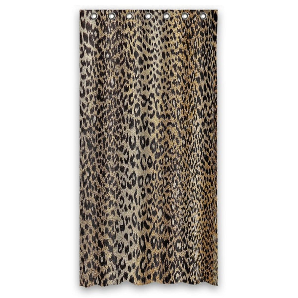 Leopard Waterproof Polyester Shower Curtain And Hooks 90x180 Cm A--37248