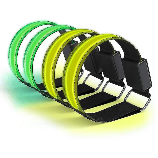 4 stk Led-armbånd Genopladelige, Jogger Light Up Band Reflector Bands Sikkerhedslys til nat udendørs sport jogging