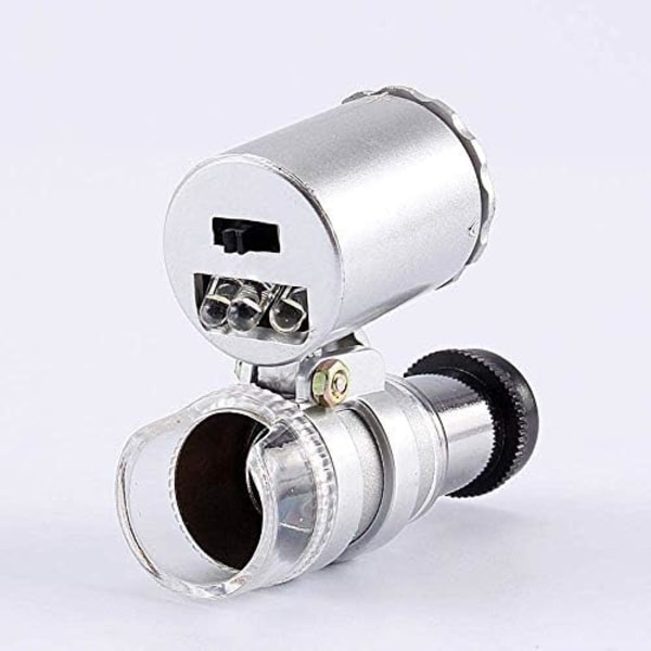 Mini luuppi 60x mikroskoopin suurennuslasi LED UV-valolla taskuluuppi Jeweler luuppi mikrosuurennuslasi taitettava taskuluuppi