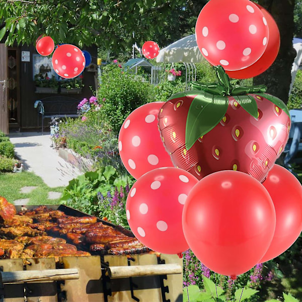 16 st Jordgubbsballonger, Stora Folieballonger i Mylar, Jordgubbstema, Dekoration till Barnkalas, Baby Shower
