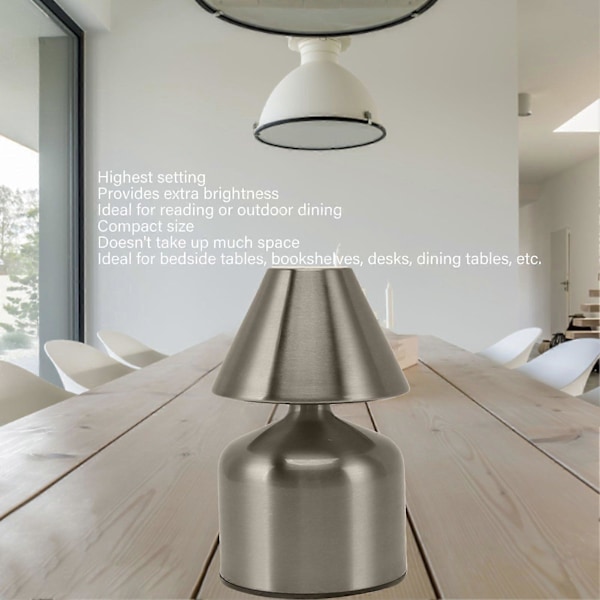 3W Trinløs Dæmpning Touch Bordlampe Skrivebordslampe 1800mAh Ledningsfri 3 Farver Genopladelig Natbord Lampe til Bar Sølv
